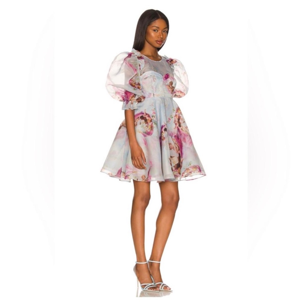 Selkie Gray A-Line Puff Sleeve Mini Dress